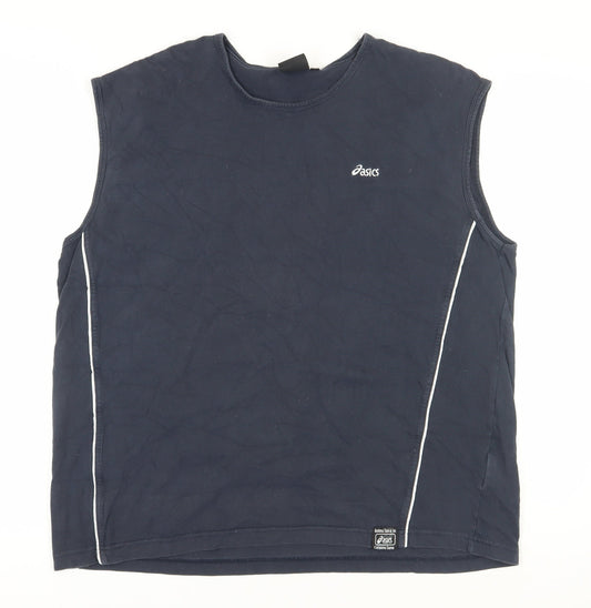 Asics Men's Blue Sleeveless Crew Neck T-Shirt 2XL