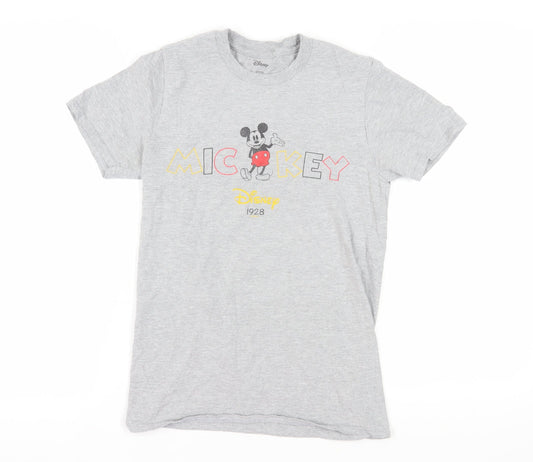 Disney Unisex Grey T-Shirt, Size S, Mickey Mouse