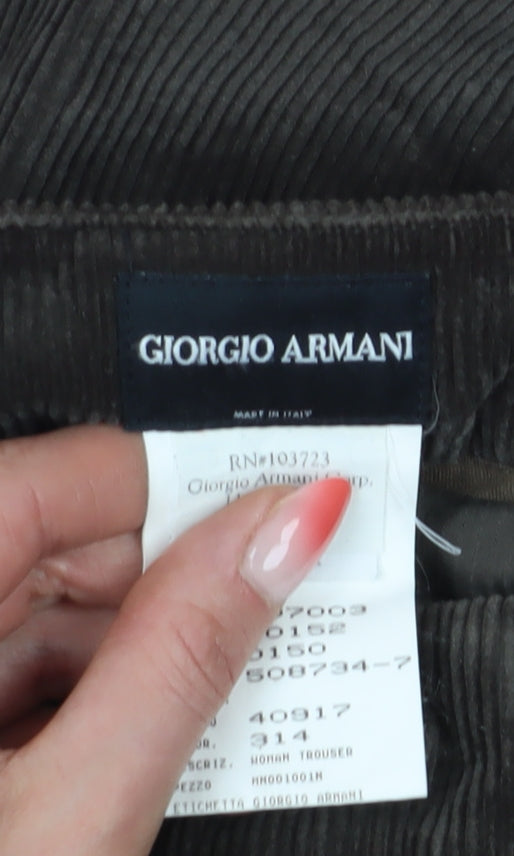 Giorgio Armani Women's Brown Straight Trousers, Size 14