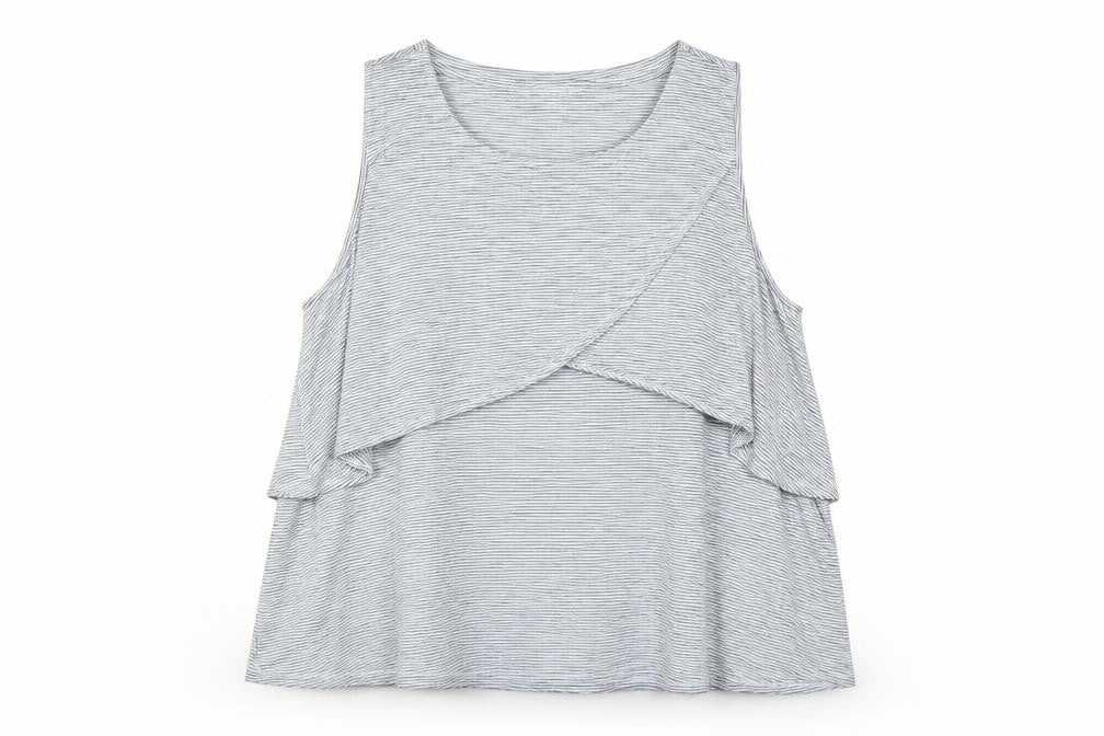 Gap Women's Grey Striped Tank Top XL Relaxed Fit