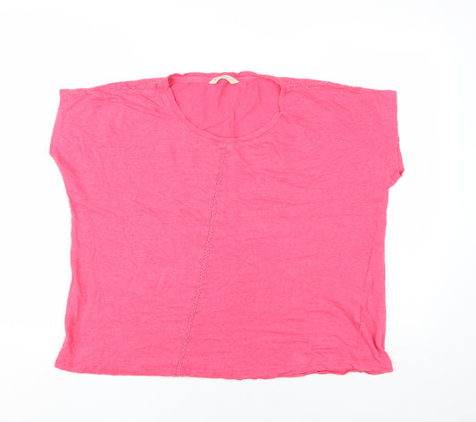 WoolOvers Women's Pink Relaxed Linen T-Shirt 2XL