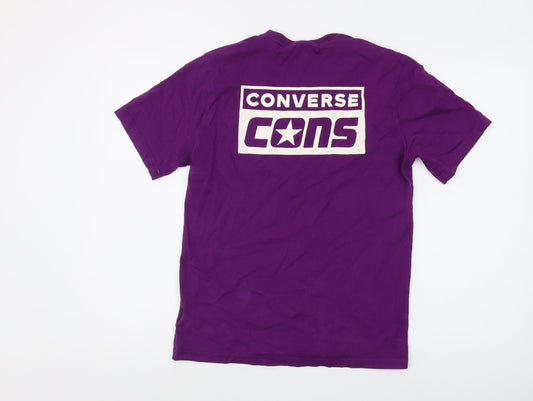 Converse Men's Purple Short Sleeve Crew Neck T-Shirt XS