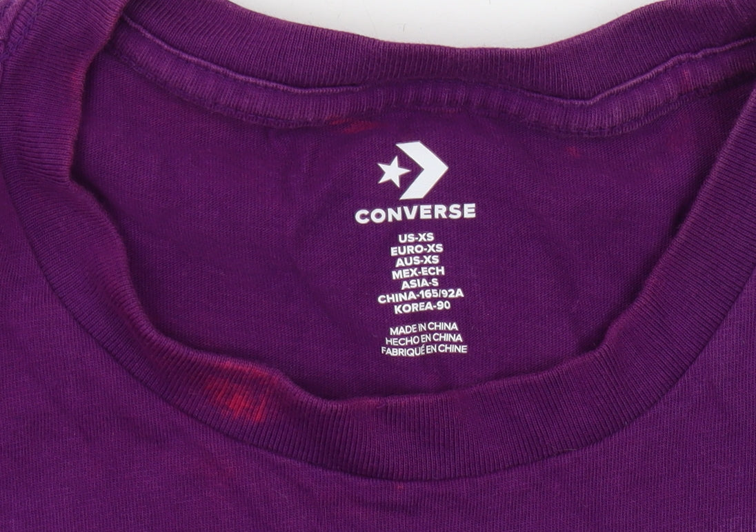 Converse Men's Purple Short Sleeve Crew Neck T-Shirt XS