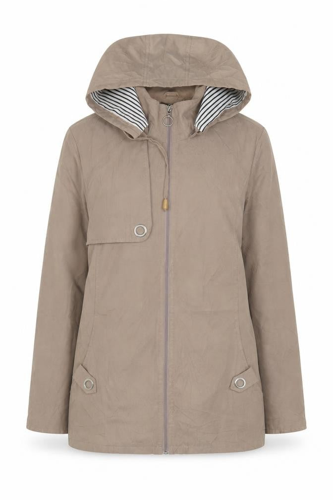 Balsamik Women's Beige Hooded Jacket Size 10 Casual