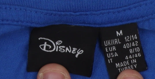 Disney Blue T-Shirt Unisex M Casual Cartoon Style