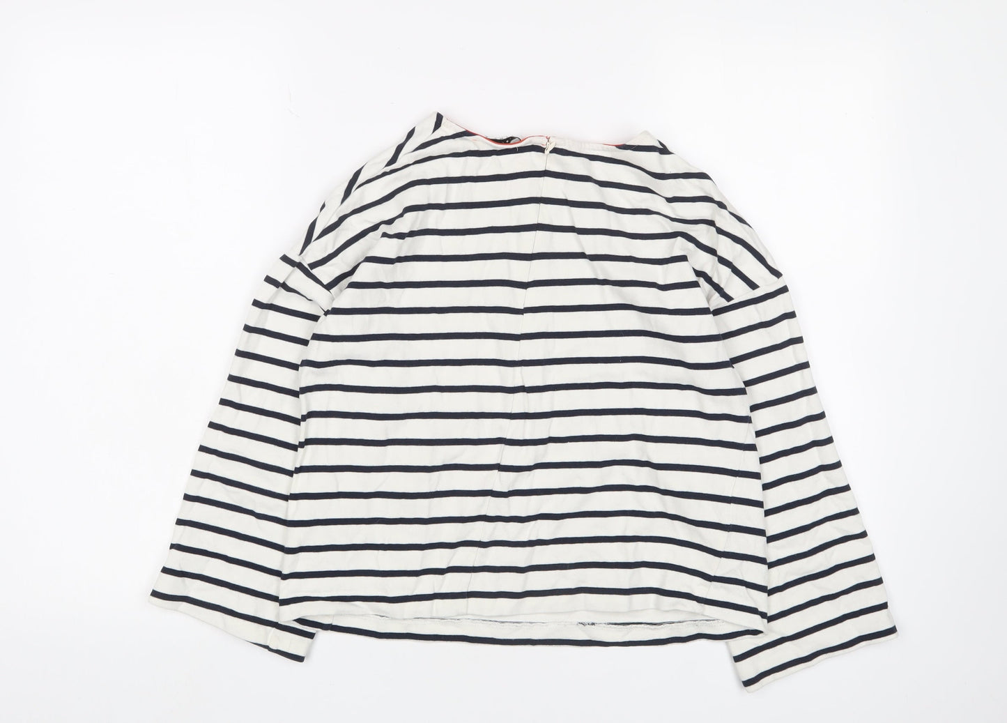 Warehouse Women's White Striped Jersey T-Shirt, Size 10