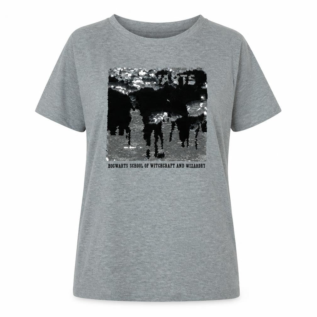 Unisex Adultss UK Size L Harry Potter Grey Polyester Blend T-Shirt