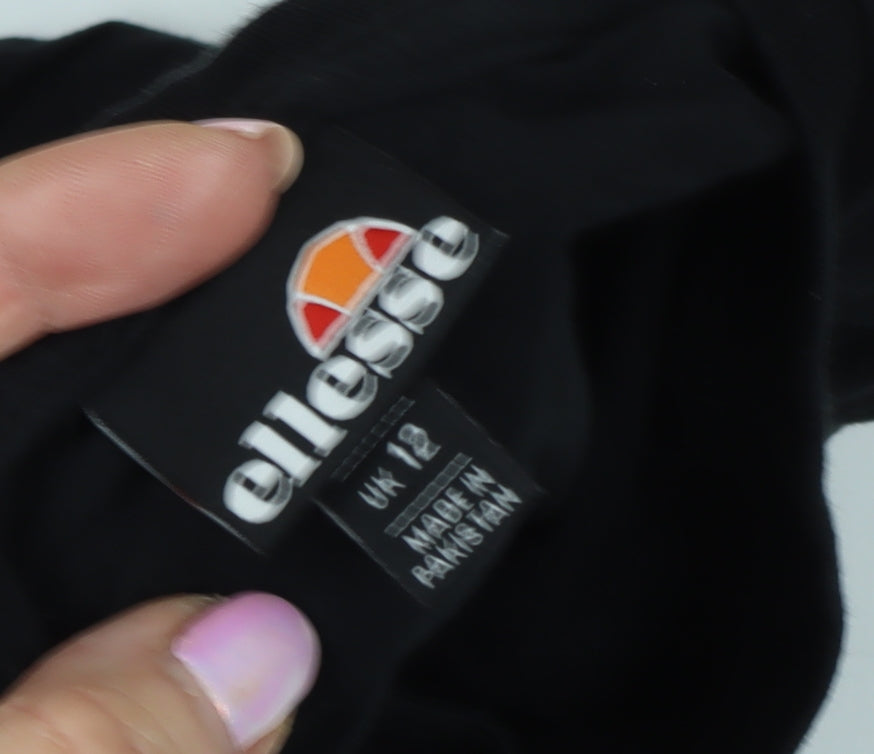 Ellesse Women's Black Cropped T-Shirt, Size 12