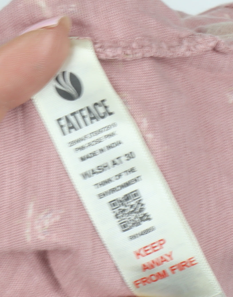 Fat Face Women Pink 3/4 Sleeve Basic Cotton T-Shirt