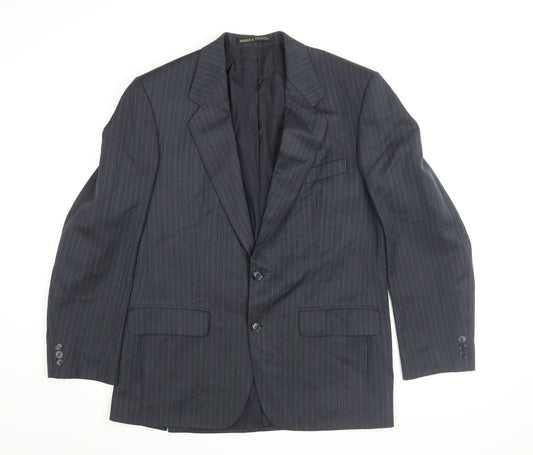 Marks and Spencer Men's Blue Striped Blazer 38R