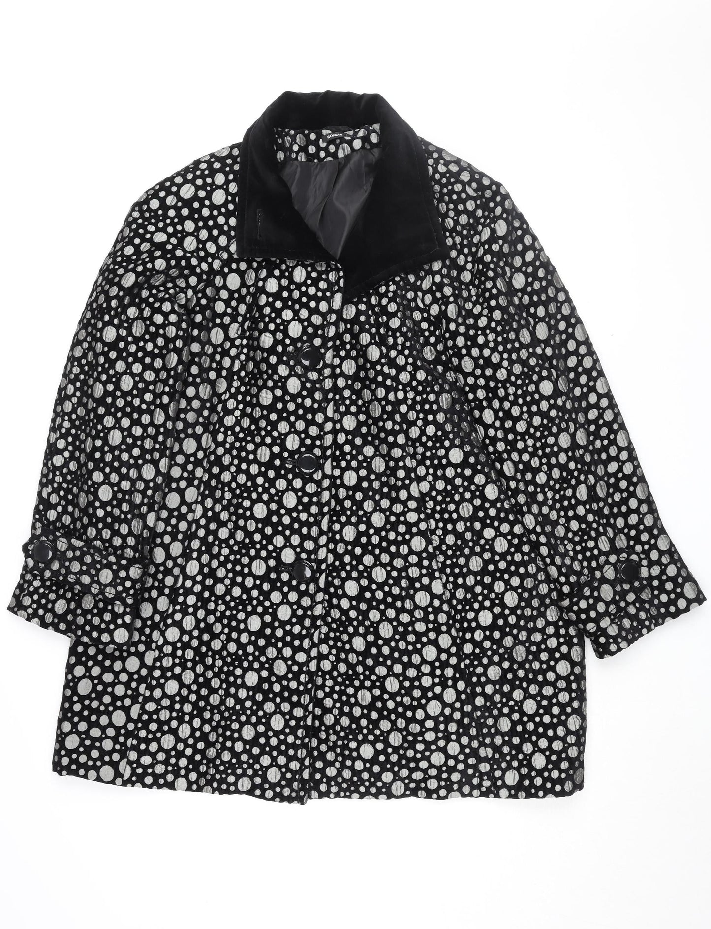 Roman Women's Black Polka Dot Mid-Length Coat