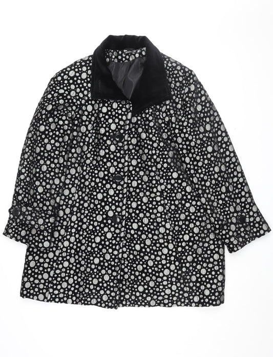 Roman Women's Black Polka Dot Mid-Length Coat