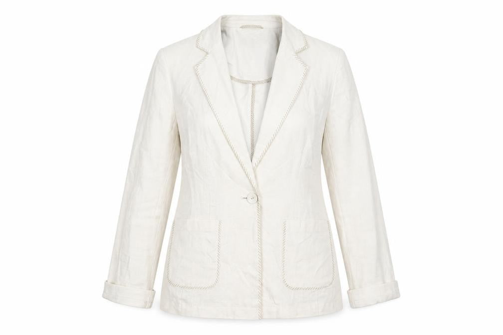 Per Una Women's Ivory Blazer Size 10 Linen Classic
