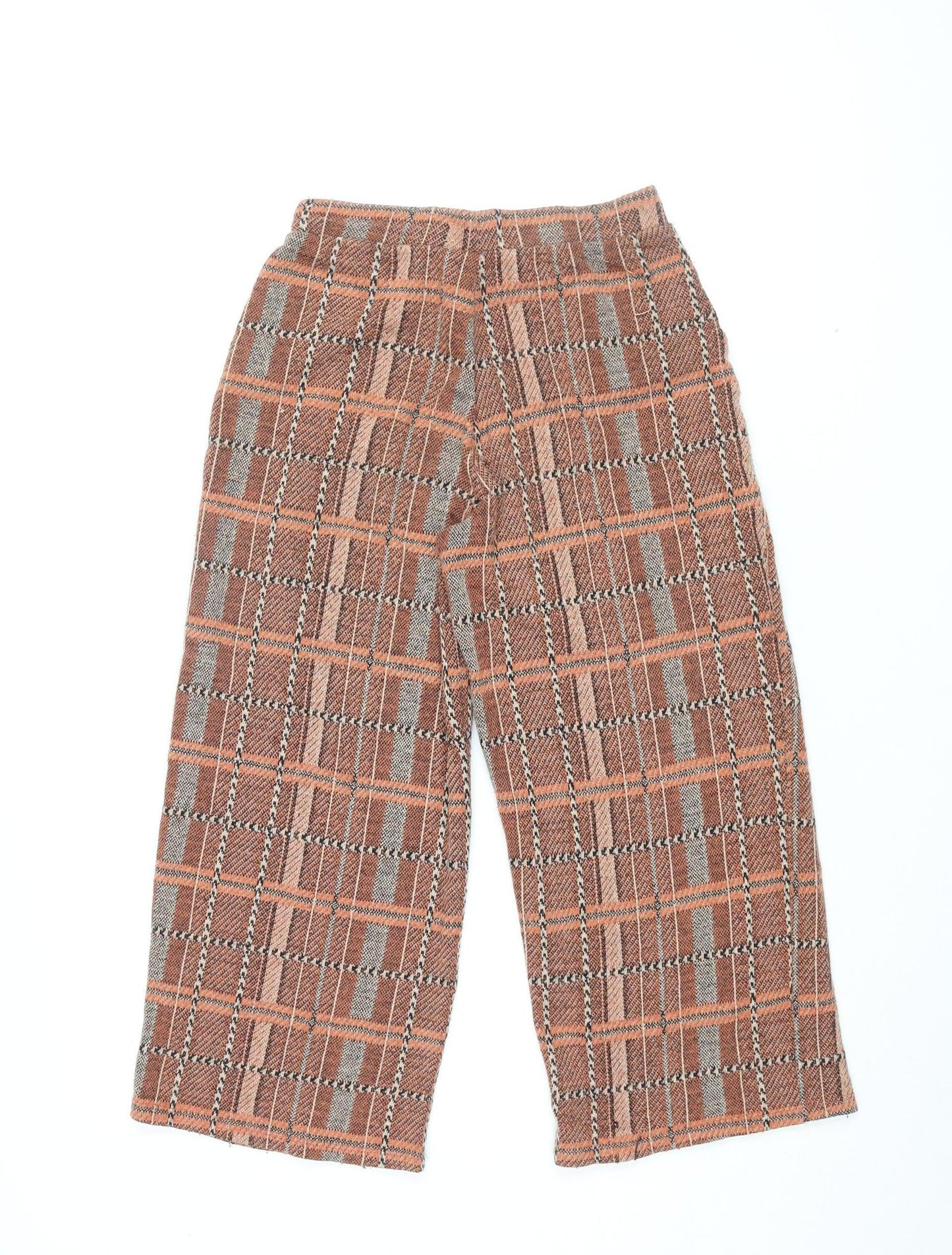 Zara Women's Multicoloured Plaid Wide-Leg Trousers, Size S