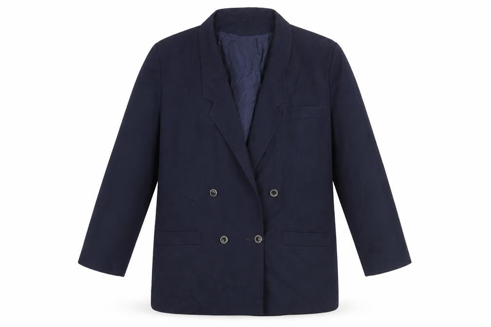 Tanya Women's Blue Notch Lapel Double-Breasted Blazer Size 14