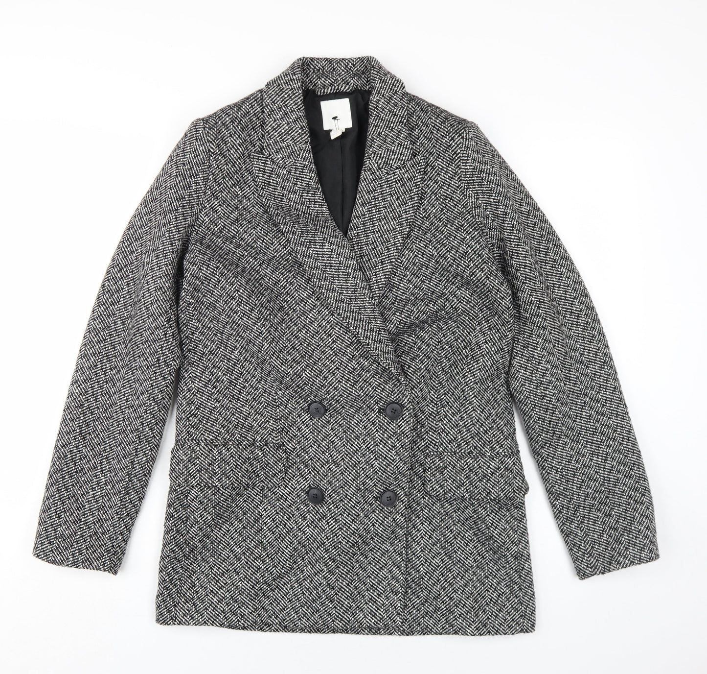 H&M Women's Black Blazer Size 8 Double-Breasted