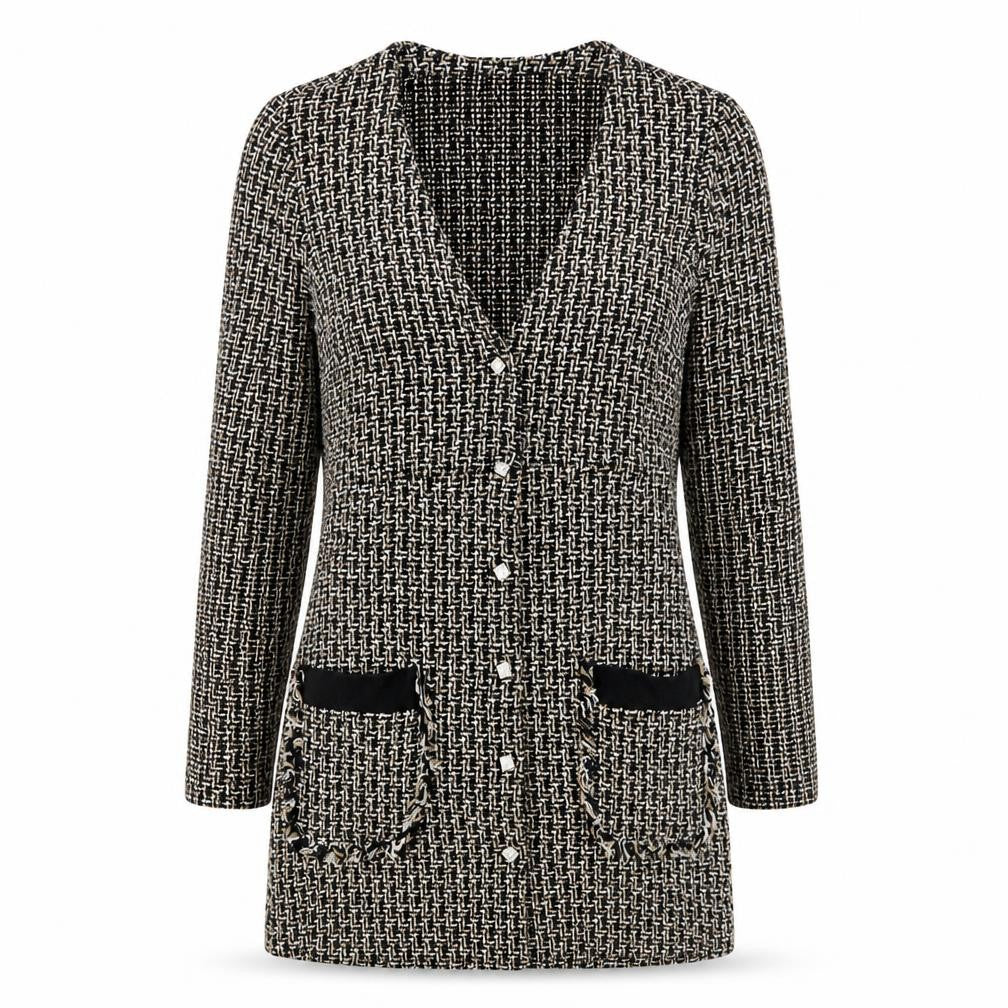 Zara Women's Black Beige Cardigan M V-Neck