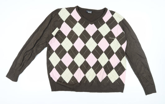 HEAD Men's Brown Argyle Pullover Jumper XL