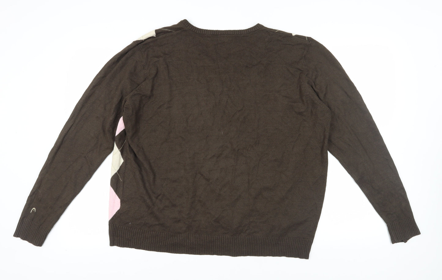 HEAD Men's Brown Argyle Pullover Jumper XL