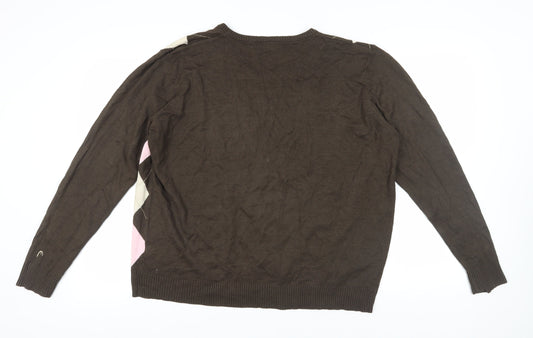 HEAD Men's Brown Argyle Pullover Jumper XL