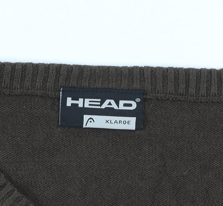 HEAD Men's Brown Argyle Pullover Jumper XL