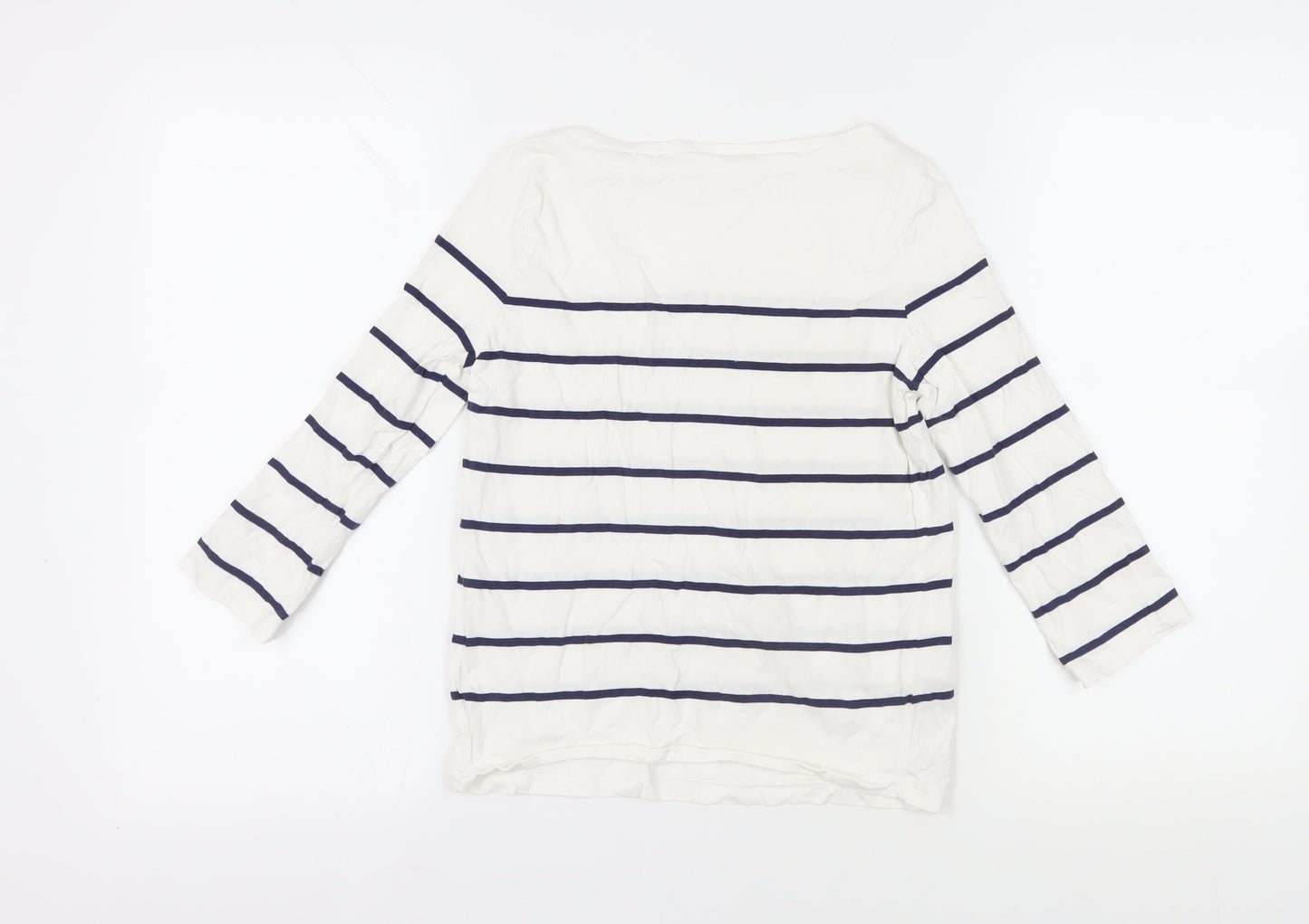 MNG Women's White Striped T-Shirt, Size S