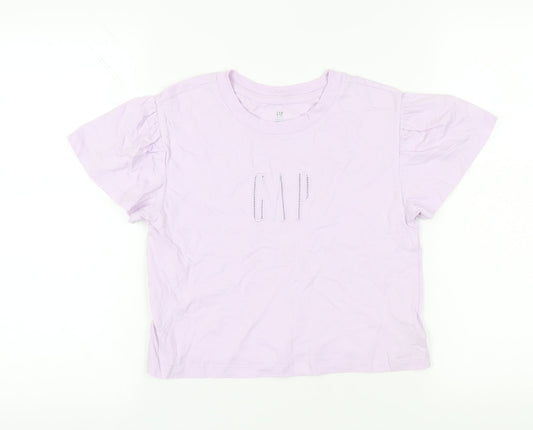 GAP Girls Purple Crew Neck T-Shirt - Size 10 Years
