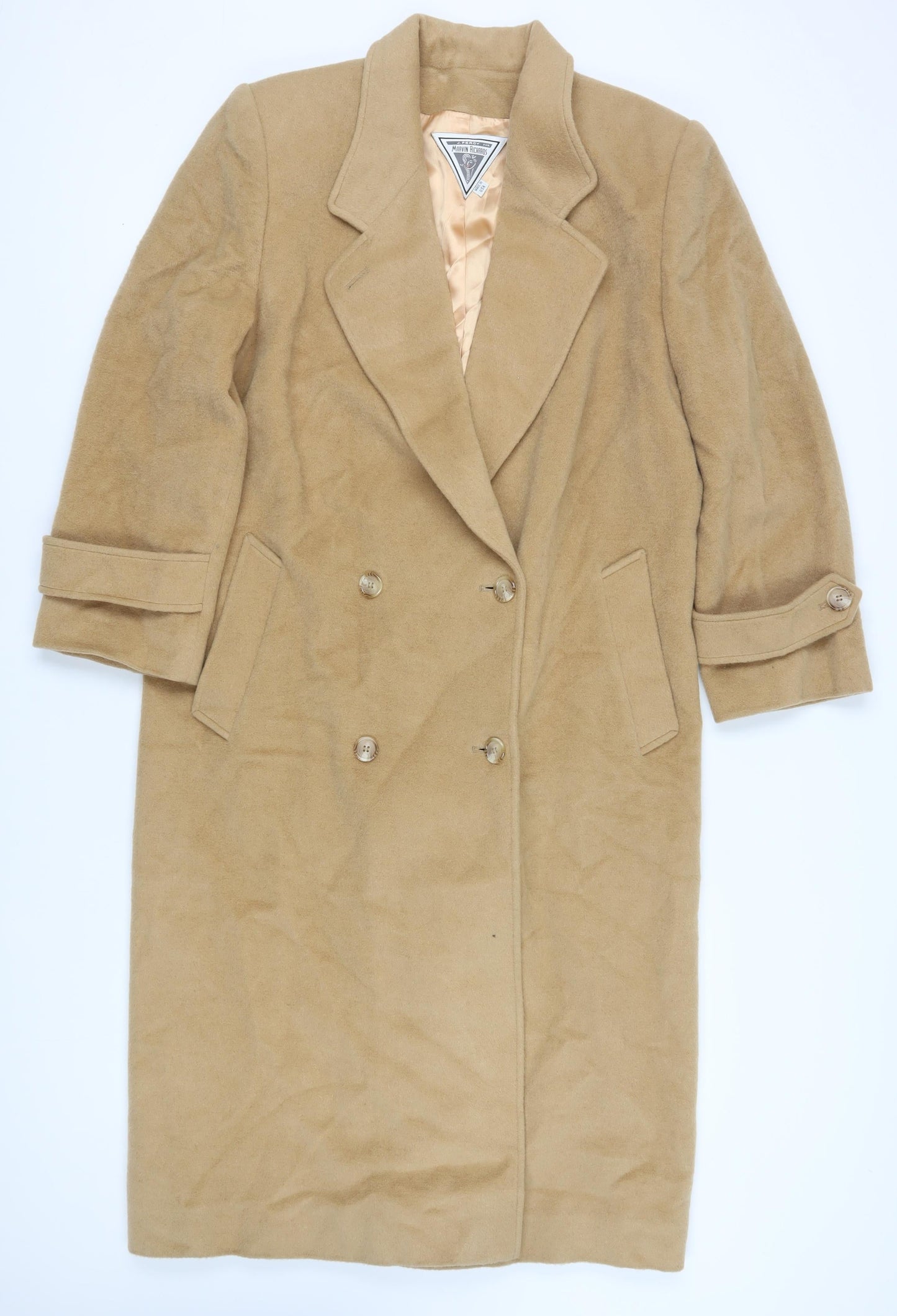 J. Percy for Marvin Richards Women's Beige Wool Long Coat L