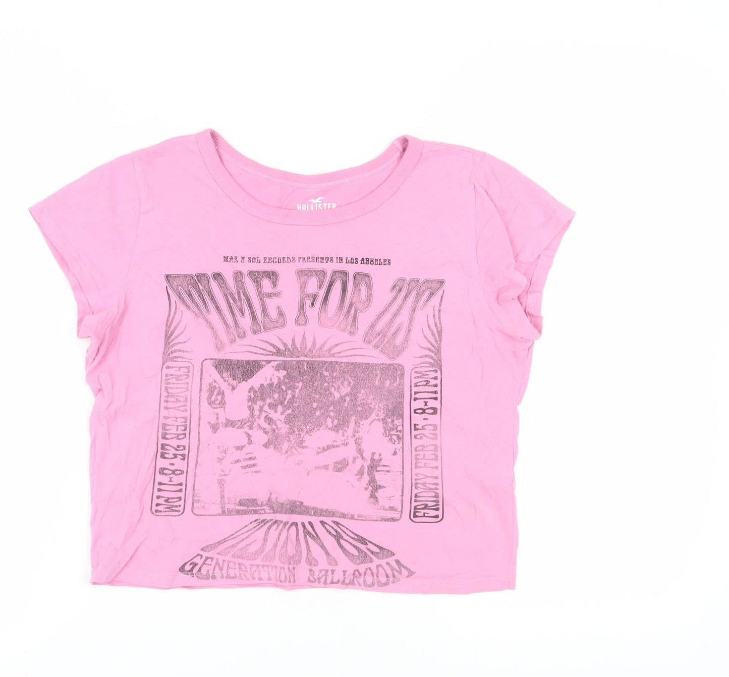 Hollister Women's Pink Cropped Tee, Size M, Casual Cotton