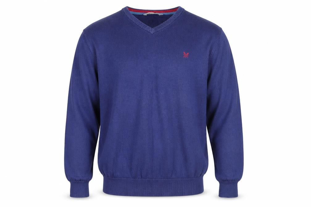 Crew Clothing Men's Blue V-Neck Pullover Jumper L
