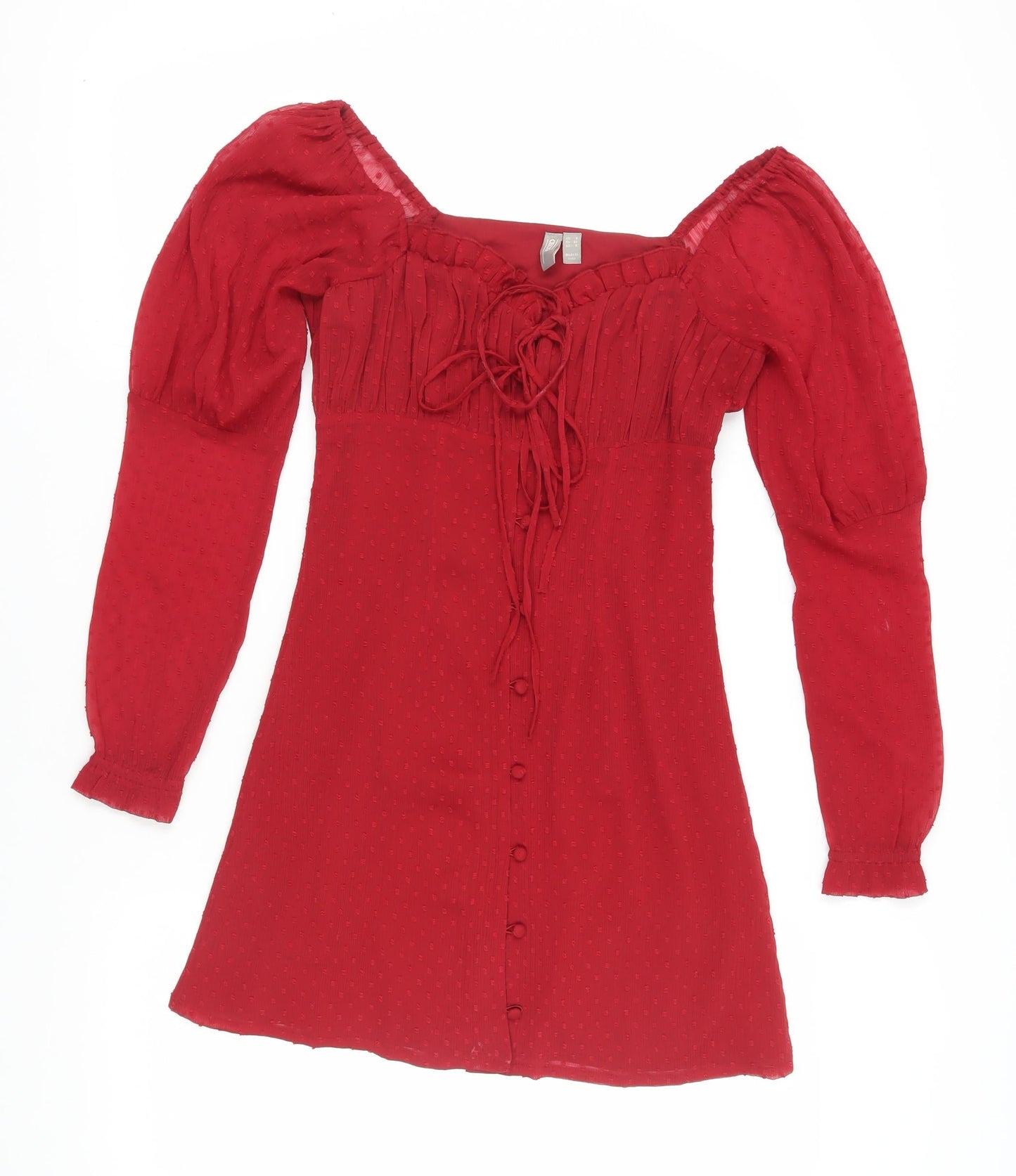 ASOS Women's Red Long Sleeve Square Neck Dress Size 8