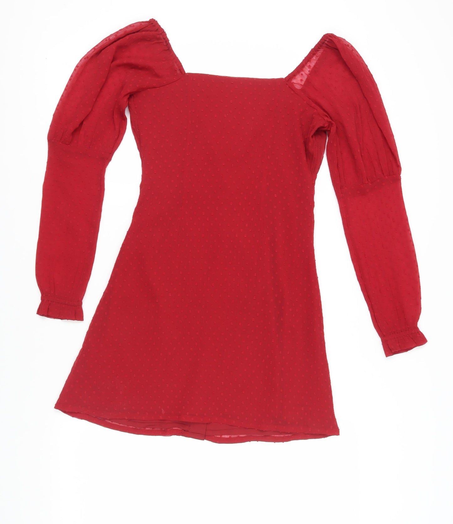 ASOS Women's Red Long Sleeve Square Neck Dress Size 8