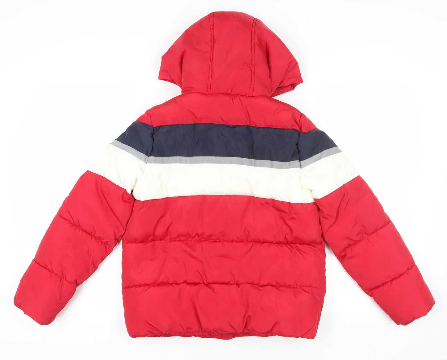 New Look Women's Red Puffer Jacket - Size 8, Hooded