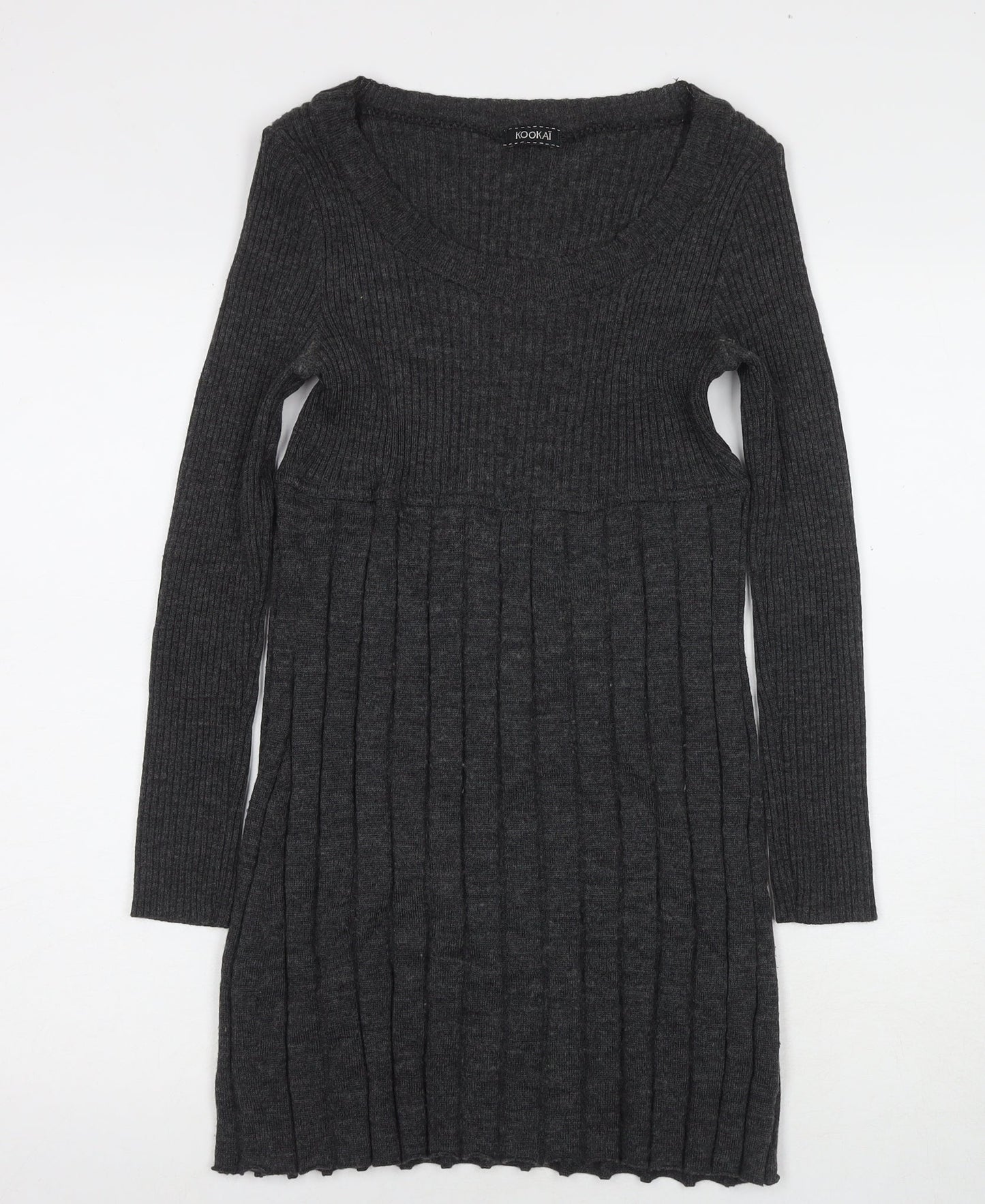 Kookai Women's Grey Pullover Jumper, Scoop Neck, Size 13