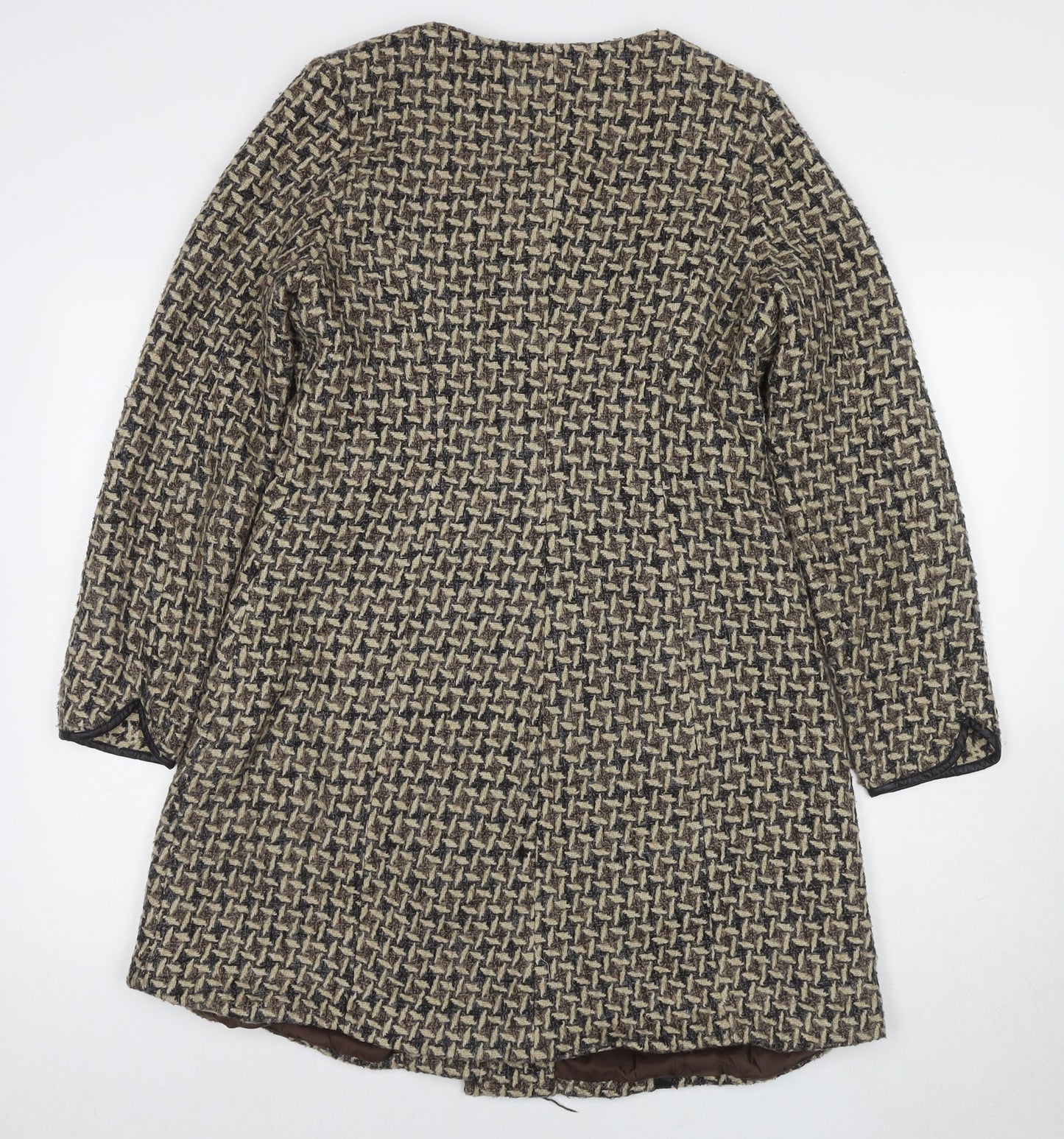 EXQUISS'S Women's Multicoloured Pea Coat, Size L, Geometric
