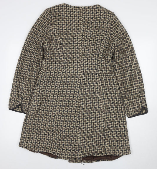 EXQUISS'S Women's Multicoloured Pea Coat, Size L, Geometric