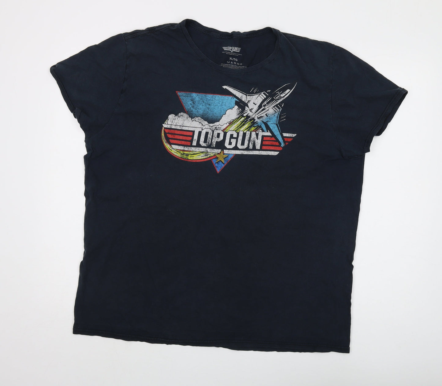 Top Gun Men's Black Graphic T-Shirt, L, Movie Theme