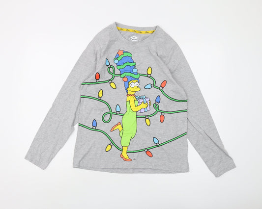 The Simpsons Grey Jersey T-Shirt XS Long Sleeve Christmas
