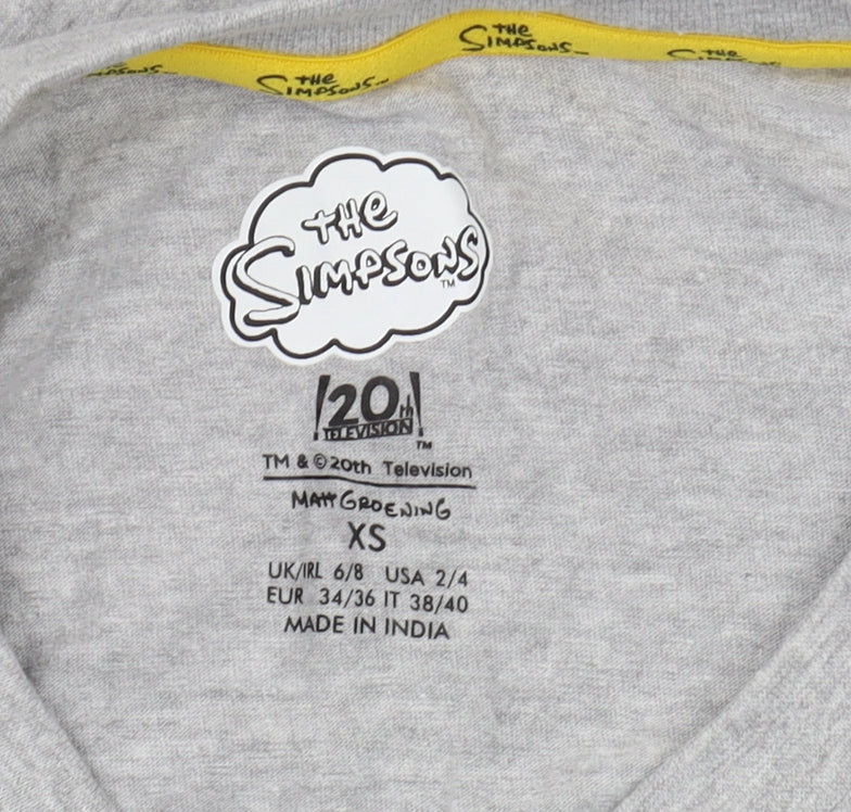 The Simpsons Grey Jersey T-Shirt XS Long Sleeve Christmas