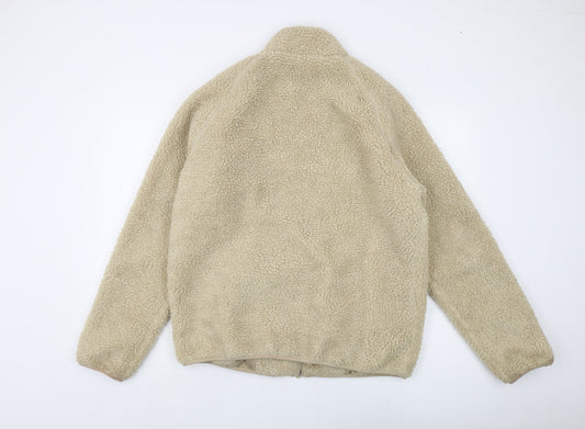 Topman Beige Men's Puffer Jacket L, Lightweight, Full Zip