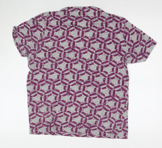 Ted Baker Unisex Grey Geometric T-Shirt L Jersey Style