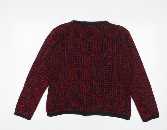 St Bernard Women's Red Checked Cardigan, Size 14-16