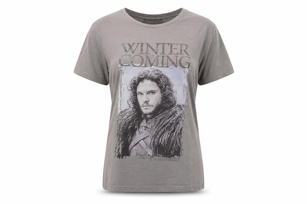 Unisex Adultss UK Size 12 Game Of Thrones Grey Cotton Blend T-Shirt