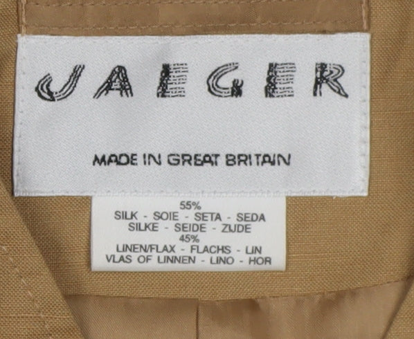 Jaeger Women's Beige Cropped Silk Linen Suit Jacket Size 12