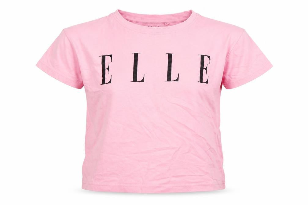 Front view of ELLE girls’ pink graphic t-shirt, 10-11 years, 100% cotton