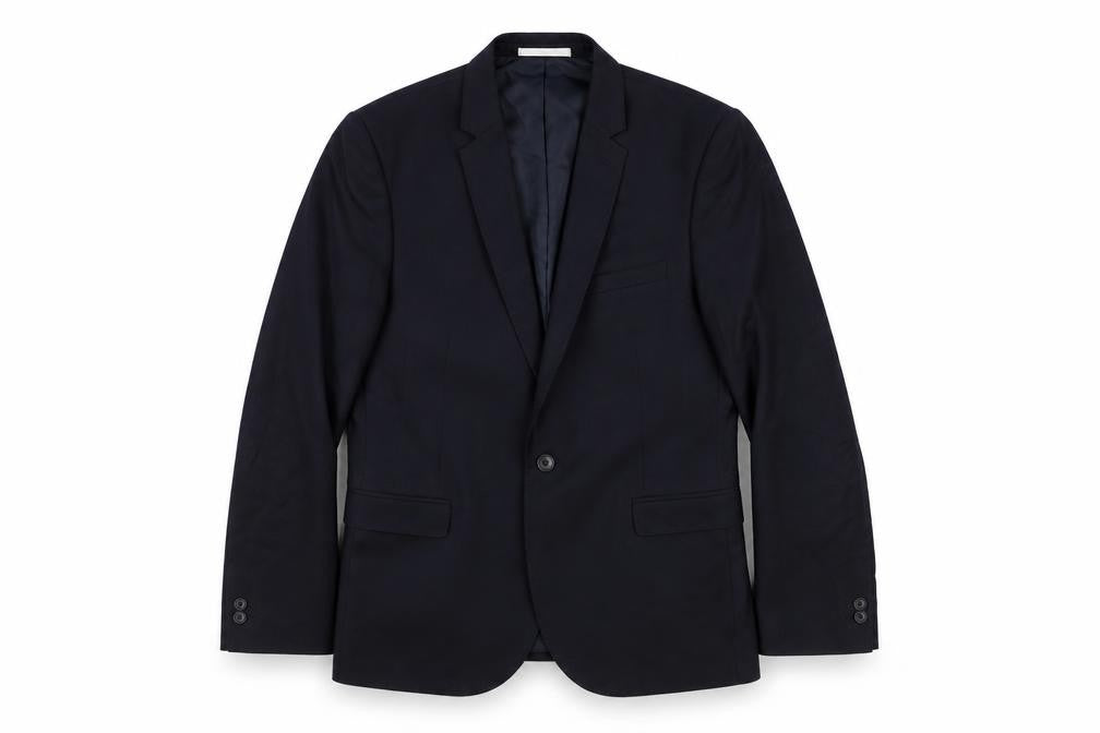 Mens 40 Chest Regular Moss London Black Two-Button Blazer
