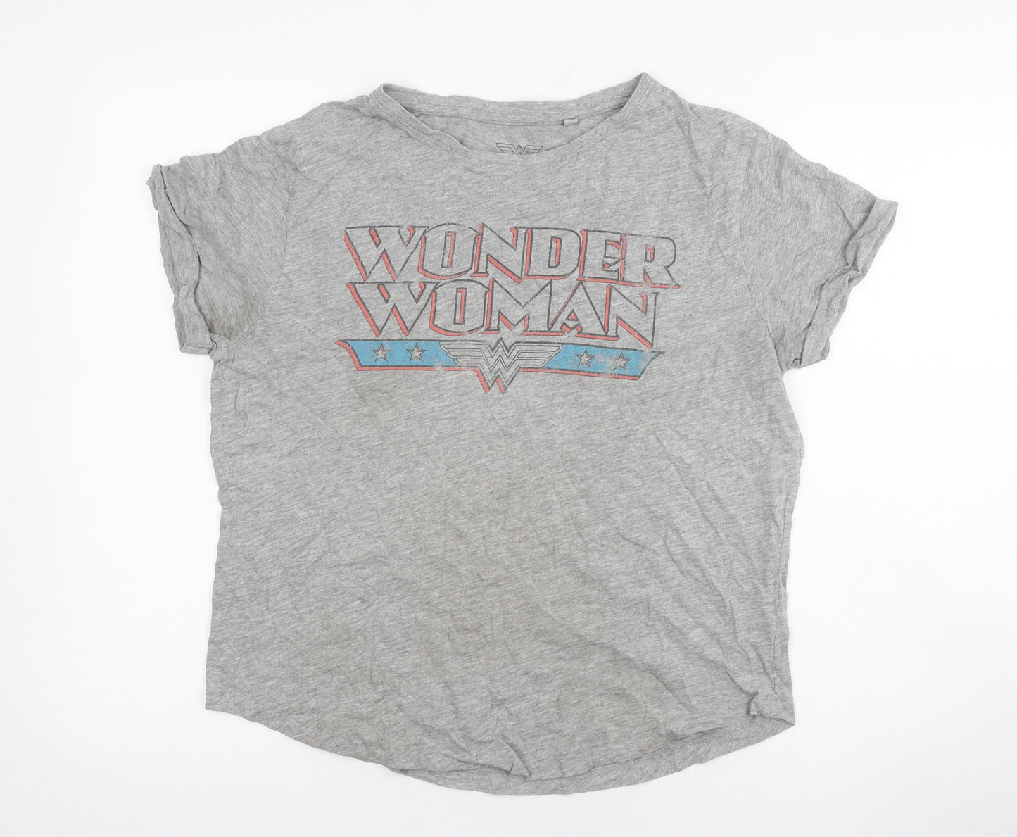 Wonder Woman Women's Grey T-Shirt Size 10 Comic Style