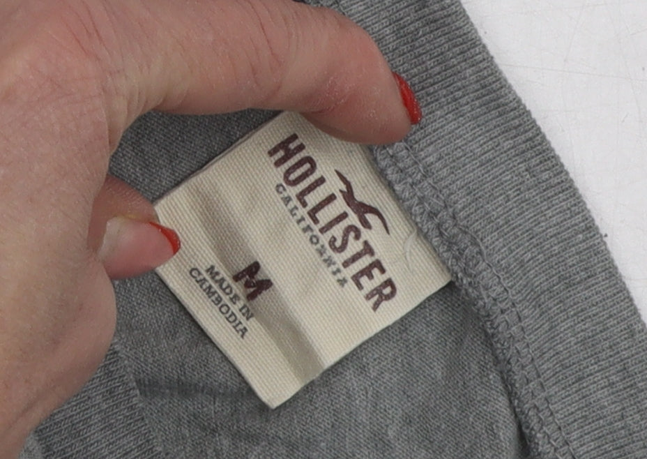 Hollister Unisex Grey T-Shirt M Crew Neck Casual