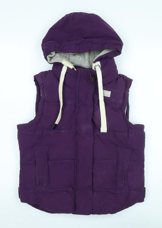 Superdry Unisex Purple Hooded Puffer Vest M Casual