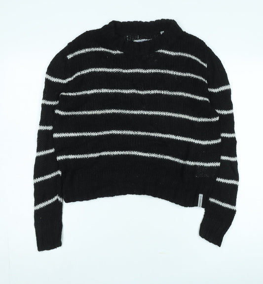 Superdry Women's Black Striped Pullover Jumper L
